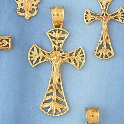 Dazzlers Jewelry Jesus Christ on Cross Pendant Necklace Charm Bracelet in Yellow, White or Rose Gol…