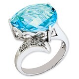 Light Swiss Blue Topaz &amp; Diamond Ring Sterling Silver QR2919LSBT, MPN: QR2919LSBT, 883957611655