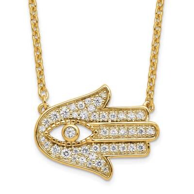 Si1/Si2, G H I, Hamsa Necklace 14k Gold Lab Grown Diamond PM9145-028-YLG-18, MPN: PM9145-028-YLG-18…