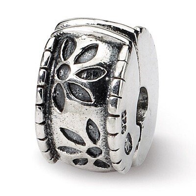 Floral Clip Bead - Sterling Silver QRS717, MPN: QRS717, 883957726960