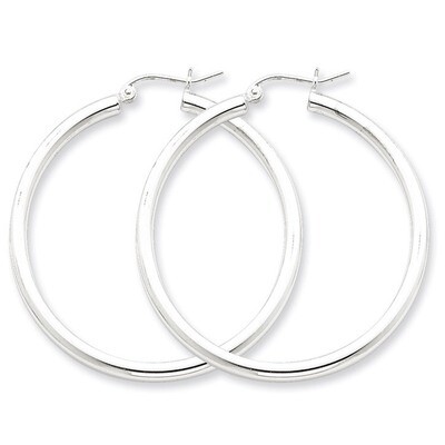 2.5mm Round Hoop Earrings Sterling Silver Rhodium-plated QE4388, MPN: QE4388, 883957930084