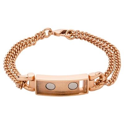 Nikki Lissoni Rose Gold-plated Double-Chain Bracelet of 21cm For Small Magnetic Tags TB05RG21S, MPN…