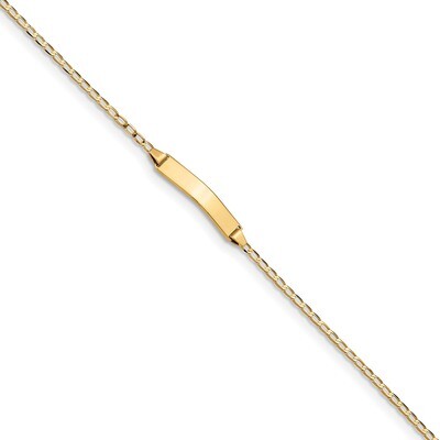 7 Inch Flat Curb Link ID Bracelet 14k Gold LID69-7, MPN: LID69-7, 886774096612