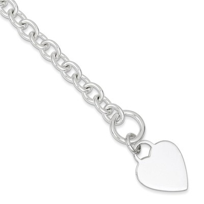 Engravable Heart Disc on Fancy Link Toggle Bracelet 8.75 Inch Sterling Silver QG1161-8.75, MPN: QG1…