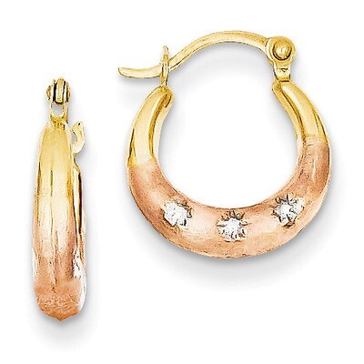 Flower Hoop Earrings 14k Gold &amp; White and Rose Rhodium TL731, MPN: TL731, 883957523491