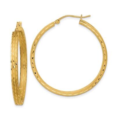 Satin and Diamond-Cut Hoop Earrings 14k Gold TF2065, MPN: TF2065, 883957988245