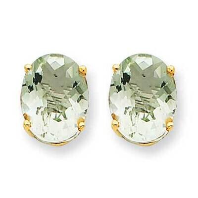 9x7 Oval Checker-Cut Green Quartz Earrings 14k Gold XE89CG, MPN: XE89CG, 883957108537
