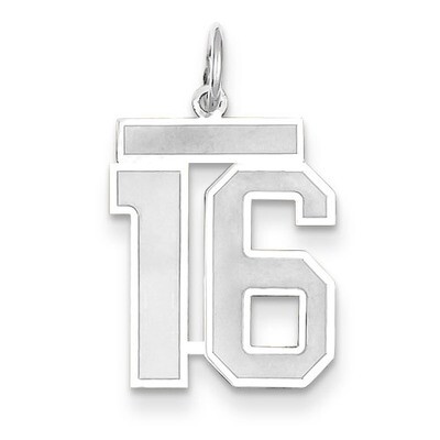 Number 16 Charm Medium Satin 14k white Gold WSM16, MPN: WSM16, 883957077222