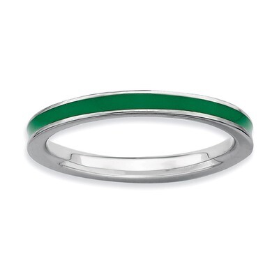 Green Enameled 2.25mm Ring - Sterling Silver QSK145, MPN: QSK145, 883957126784