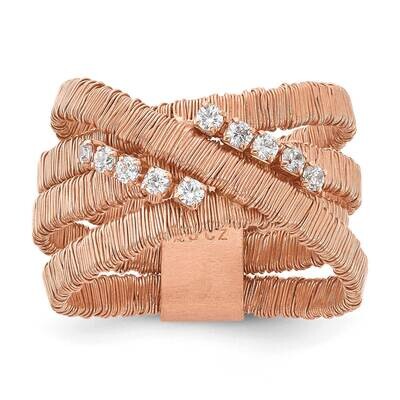 Sterling Silver Rose Gold-plated CZ 4 Row Wire Wrapped Size 9 Ring J288258171358