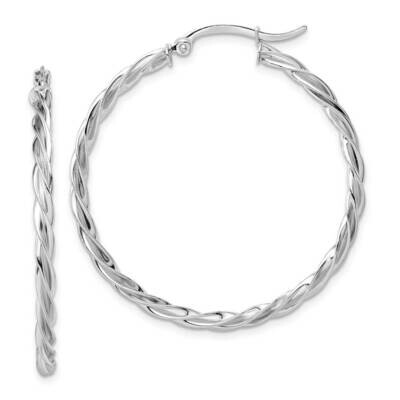 White Gold Twisted 2.5mm Hoop Earrings 14k Gold Polished  TF1609W, MPN: TF1609W, 883957957128