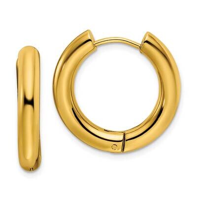 Yellow Ip-Plated 4mm Hinged Hoop Earrings Stainless Steel Polished SRE1496, MPN: SRE1496, 191101867…