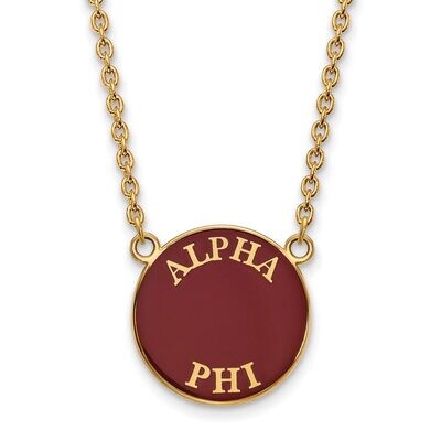 Alpha Phi Small Enameled Pendant with 18 Inch Chain Gold-plated Silver GP013APH-18, MPN: GP013APH-1…