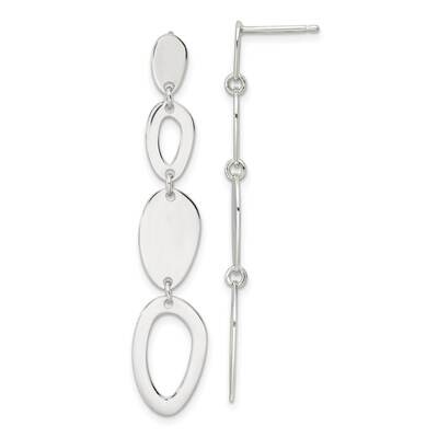 Oval Dangles Post Earrings Sterling Silver QE16101, MPN: QE16101, 196904149843