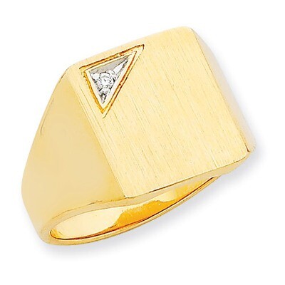 Squared Top Solid Back 15x12.8 Diamond Signet Ring Mounting 14k Gold RS458, MPN: RS458,