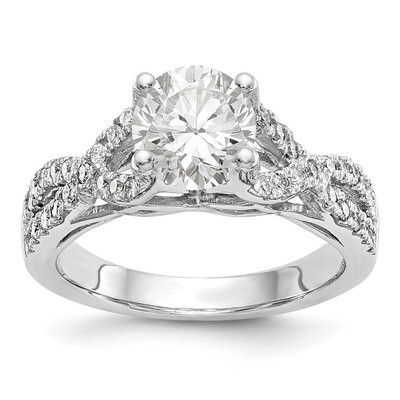 Diamond Round Semi-mount Criss-Cross Engagement Ring 14k White Gold RM2516E-100-WAA, MPN: RM2516E-1…