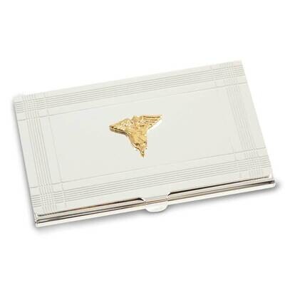 Silver-plated Business Card Case with Gold-plated Nursing Emblem GM21464, MPN: GM21464, 797140371564