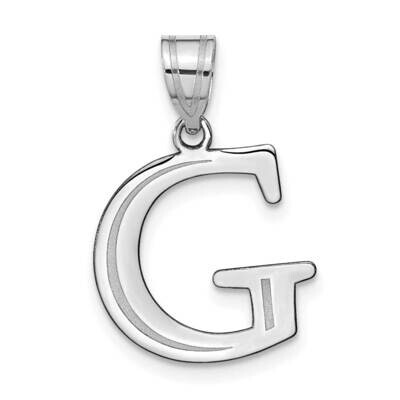 Etched Letter G Initial Pendant 14k White Gold Polished YC1437WG, MPN: YC1437WG, 196904089903