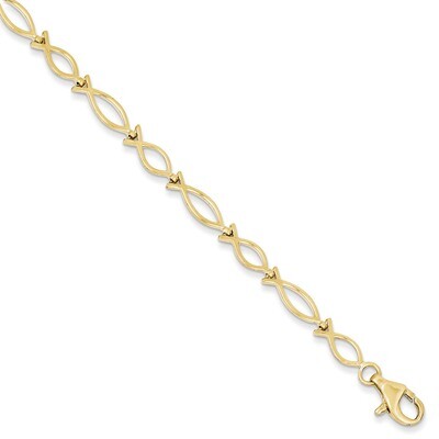 Solid Polished Religious Fish Bracelet 7 Inch 10k Gold 10BR12-7, MPN: 10BR12-7, 883957392349
