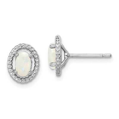 Milky Opal Oval Post Earrings Sterling Silver Rhodium Plated QE14494OCT, MPN: QE14494OCT, 883957331…