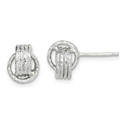 8mm Love Knot Post Earrings Sterling Silver Textured QE14891, MPN: QE14891, 886774100142