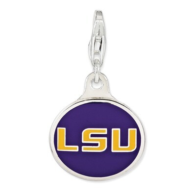 Enamel Louisiana State University with Lobster Clasp Charm Sterling Silver QCC1117