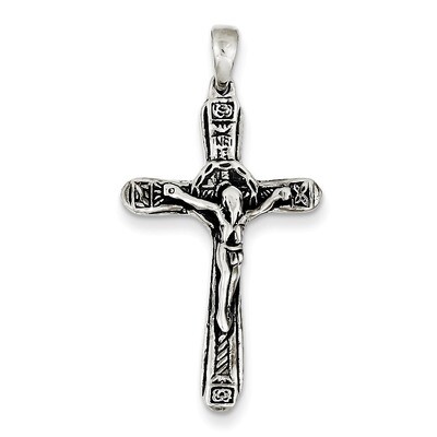 Crucifix Antiqued Cross Pendant Sterling Silver QC7354, MPN: QC7354, 191101460968