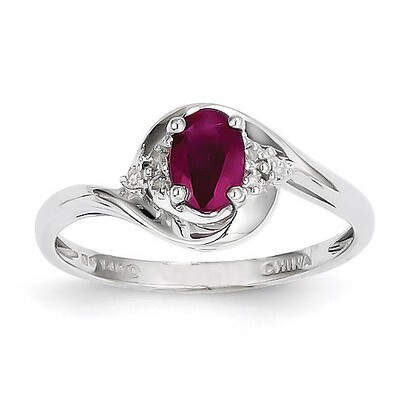 Ruby Diamond Ring 14k White Gold Genuine XBS378, MPN: XBS378, 883957374345