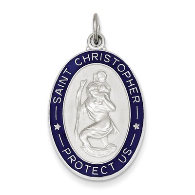 Saint Christopher Medal Sterling Silver Enameled QC3565, MPN: QC3565, 886774108438