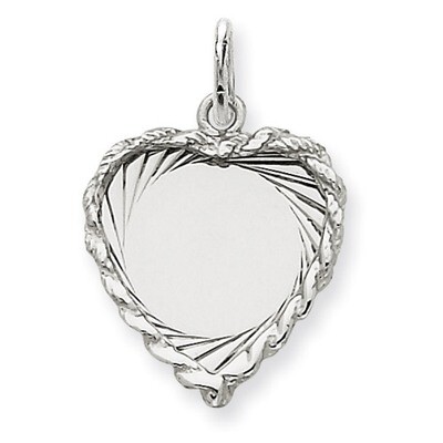 Etched Design .013 Gauge Engravable Heart Charm 14k White Gold XWM122/13, MPN: XWM122/13, 883957450…
