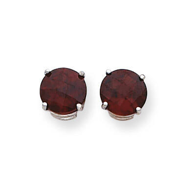 8mm Garnet Checker Earrings 14k White Gold XE75WGC, MPN: XE75WGC, 883957099026