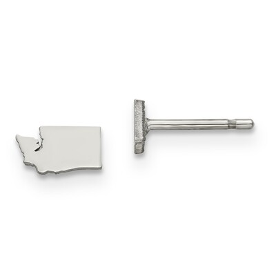 Washington State Small Earrings 14k White Gold Engravable XNE50W-WA, MPN: XNE50W-WA, 886774758794