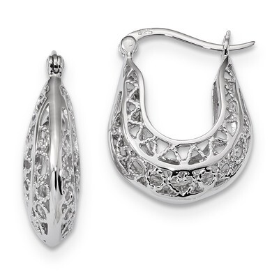 Filigree Hoop Earrings Sterling Silver Rhodium-plated Polished QE13246, MPN: QE13246, 191101233661