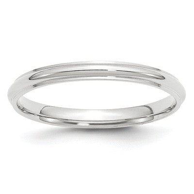 2.5mm Half Round with Edge Band 10k White Gold WHRE025 Engravable, MPN: WHRE025, 886774467535