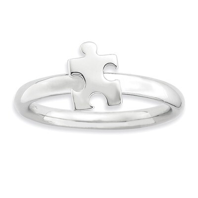 Awareness Puzzle Piece Ring - Sterling Silver Rhodium-plated QSK873, MPN: QSK873, 886774183411