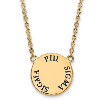 Phi Sigma Sigma Small Enameled Pendant with 18 Inch Chain Gold-plated Silver GP015PSS-18, MPN: GP01…