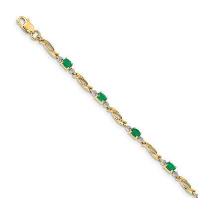 Emerald Oval Bracelet 14k Gold Diamond BM4476-EM-001-YA, MPN: BM4476-EM-001-YA, 883957424880