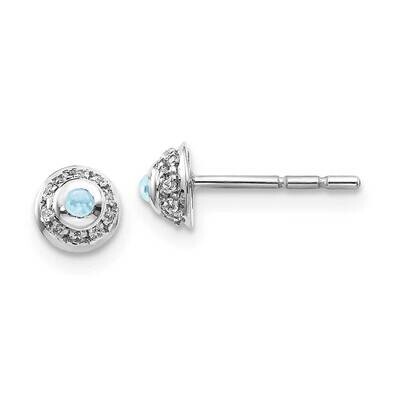 Cabochon Aquamarine Earrings 14k White Gold Diamond EM4030-AQ-008-WA, MPN: EM4030-AQ-008-WA, 191101…