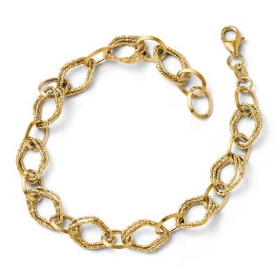 Leslie&#39;s Polished and Textured Fancy Link Bracelet 7.5 Inch - 14k Gold HB-LF167-7.5, MPN: LF167-7.5…