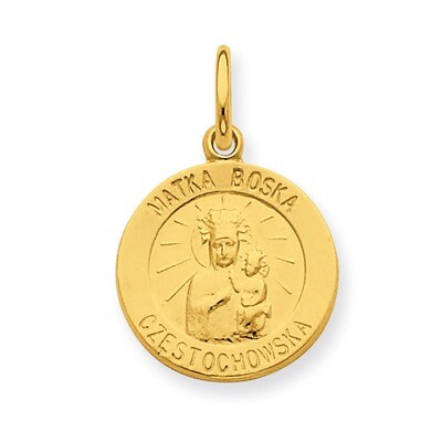 24k Gold -plated Matka Boska Medal Sterling Silver QC5552