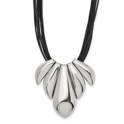 MultiStrand 17 inch with 2 Extender Wax Cord Necklace Stainless Steel Polished SRN2562-17 by Chisel…
