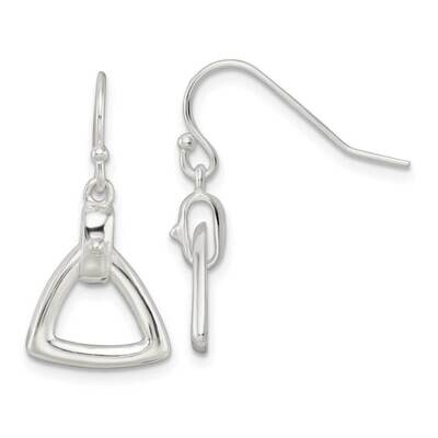 Triangle Dangle Shepherd Hook Earrings Sterling Silver QE16086, MPN: QE16086, 196904149799