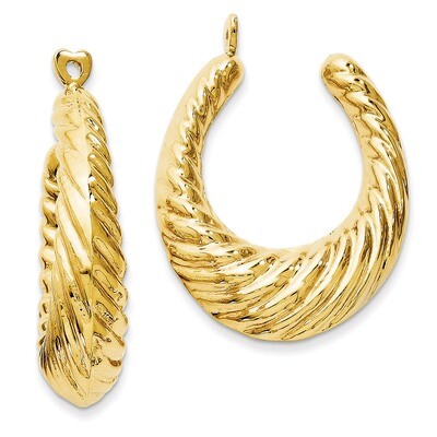 Twisted Hollow Hoop Earring Jackets 14k Gold Polished E627J, MPN: E627J, 658226125450