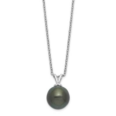 9-10mm Teardrop Tahit Saltwater Pearl Necklace Sterling Silver Rhodium-plated QH5615-17, MPN: QH561…