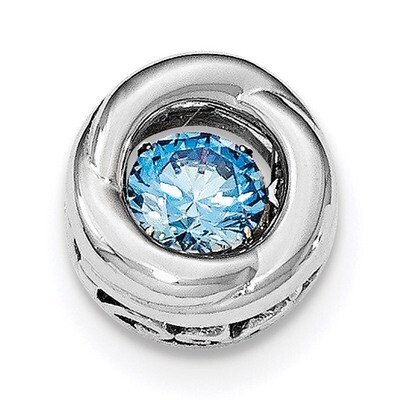Polished Vibrant Blue CZ Diamond Circle Pendant Sterling Silver Platinum-plated QP4391, MPN: QP4391…