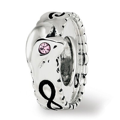 Pink Swarovski Heart Infinity Spacer Bead Sterling Silver QRS3768, MPN: QRS3768,