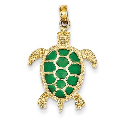 Green Translucent Acrylic Sea Turtle Pendant 14k Gold K4256, MPN: K4256, 637218145171