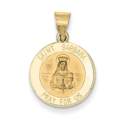 Saint Barbara Medal Pendant 14k Gold Polished and Satin XR1295, MPN: XR1295, 883957421797