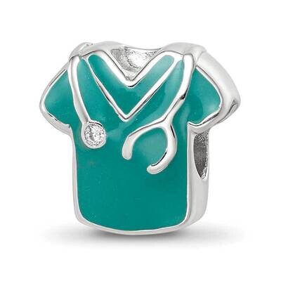 Crystals Enamel Nurse Scrubs Bead Sterling Silver QRS4155, MPN: QRS4155,