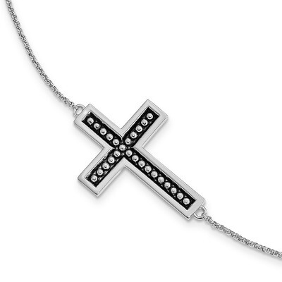 Carry Your Cross 7 Inch Bracelet with 2 inch Extender Sterling Silver Antiqued QSX645, MPN: QSX645,…